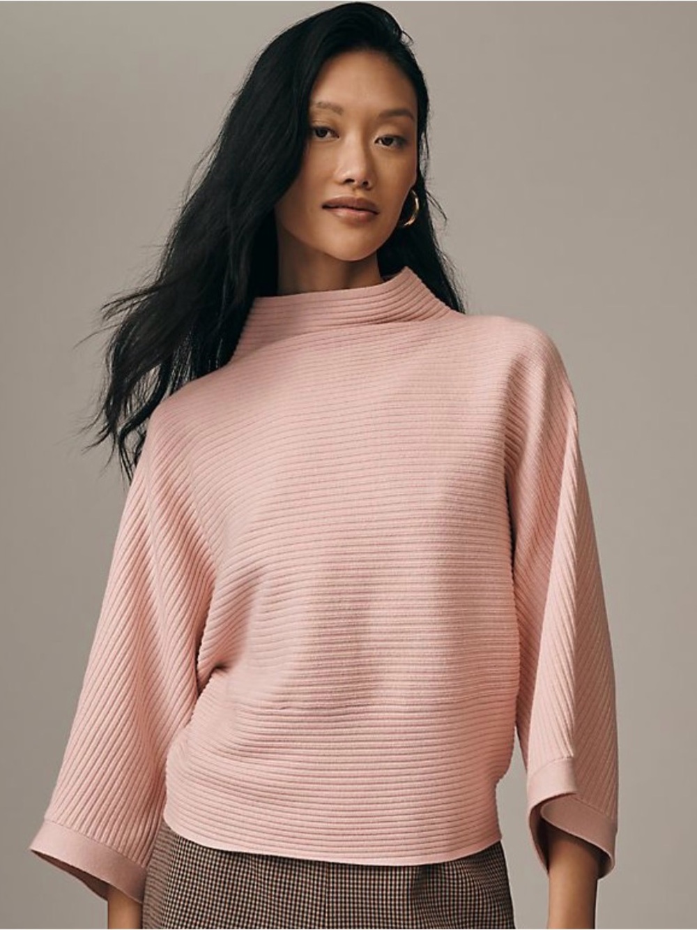 Ellison Dusty Pink Ribbed mock neck Sweater